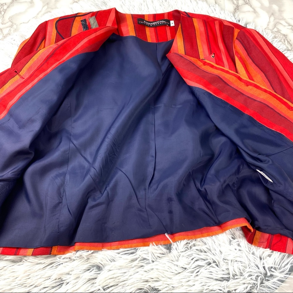 Vintage Canvasbacks Striped Patchwork Jacket Euc - image 5